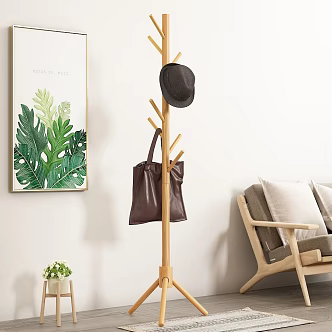 Coat rack bag sofa potted plant 3d model