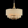 Elegant Golden Metal Frame Chandelier With Round Sheer Lampshade And Warm Light