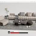 Quiet Sofa Tea Table Combination Sofa Coffee Table 3d model