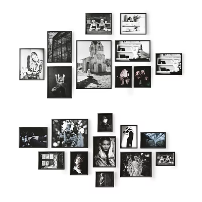 Modern Photo Wall Collage With Various Sizes Black And White 3d model