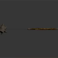 Medieval Flail Weapon With Star Shaped Head Chain And Wooden Handle