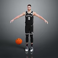 Man Wearing Brooklyn Nets Number 10 Black Jersey Standing with Arms Outstretched and Basketball