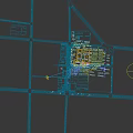 Modern Commercial Street With High Rise Buildings Storefronts Cars Pedestrians Trees And Street Lamps