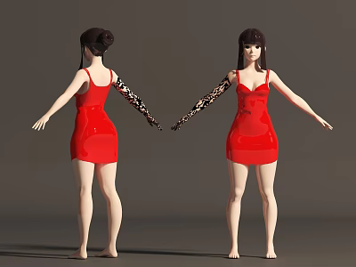 Modern cartoon character woman 3d model