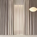 Modern Double Layer Curtains With Sheer Inner Layer And Neutral Tone Interior Lighting 3d model
