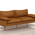 Double sofa leather sofa 3d model