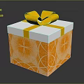 Decorative Gift Box With Orange Slice Pattern White Top And Yellow Ribbon Bow