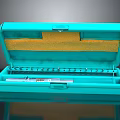 Professional Hardware Tools Set in Blue Open Toolbox with Yellow Lining 3d model