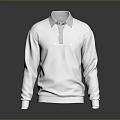 Stylish White Long Sleeve Polo Shirt With Classic Collar And Casual Design