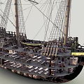 Exploring The Interior Of A Sailing Ship With Decks And Cargo