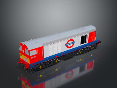Red White and Blue Model Train With Circular Logo on Side and Number 5013 3d model