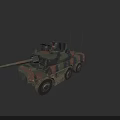Modern Wheeled Military Tank With Camouflage Paint And Main Cannon