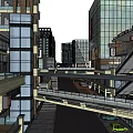 Modern Commercial Street Design With Multiple Floors Glass Facades Balconies And Staircases