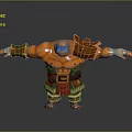 Orange Skinned Muscular Game Movie Character With Brown Hair Beard Red Shorts And White Wristbands