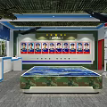 Military Themed Exhibition Hall With Wall Mounted Weapons Aircraft Models And Digital Screen