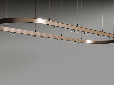 Modern Curved Metal Chandelier With LED Lights For Contemporary Dining Space 3d model