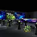 Leading Digital Industry Stage With Green Plants Blue Backdrops Empowering Electrical Society