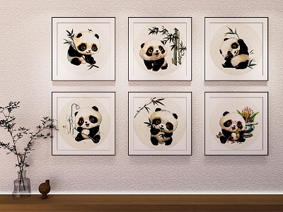 Modern animal painting panda decorative painting model