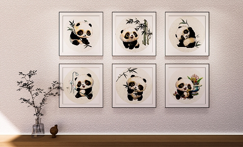 Modern animal painting panda decorative painting 3d model