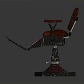 Vintage Barber Chair With Red Leather Seat Armrests Metal Base And Classic Design