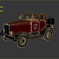 Vintage Red Truck With 3D Rendered Classic Design And White Exterior Logo