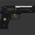 Black Model 1911 Pistol With Gold Emblem And Silver Barrel Design