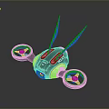 Futuristic Remote Control Racer With Black White Body Red Antennas And Round Propellers