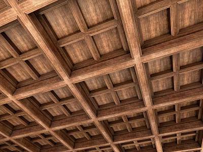 Wooden Panel Grid Ceiling Design Ideas for Modern Interior Spaces 3d model