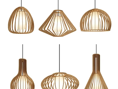 Stylish Woven Pendant Lights with Various Designs and Natural Material Shapes for Modern Home Decor 3d model