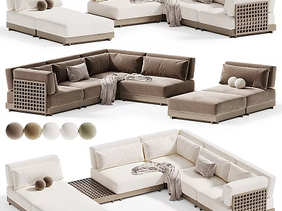 Outdoor Sofa Sectional with Modular Design Multiple Color Options and Soft Cushions 3d model