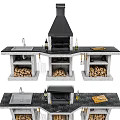 Modern Outdoor Kitchen Cabinet Design With Grill Sink Countertop And Firewood Storage