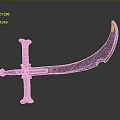Decorative Scimitar With Golden Hilt Gemstone Accents And Black Patterned Blade