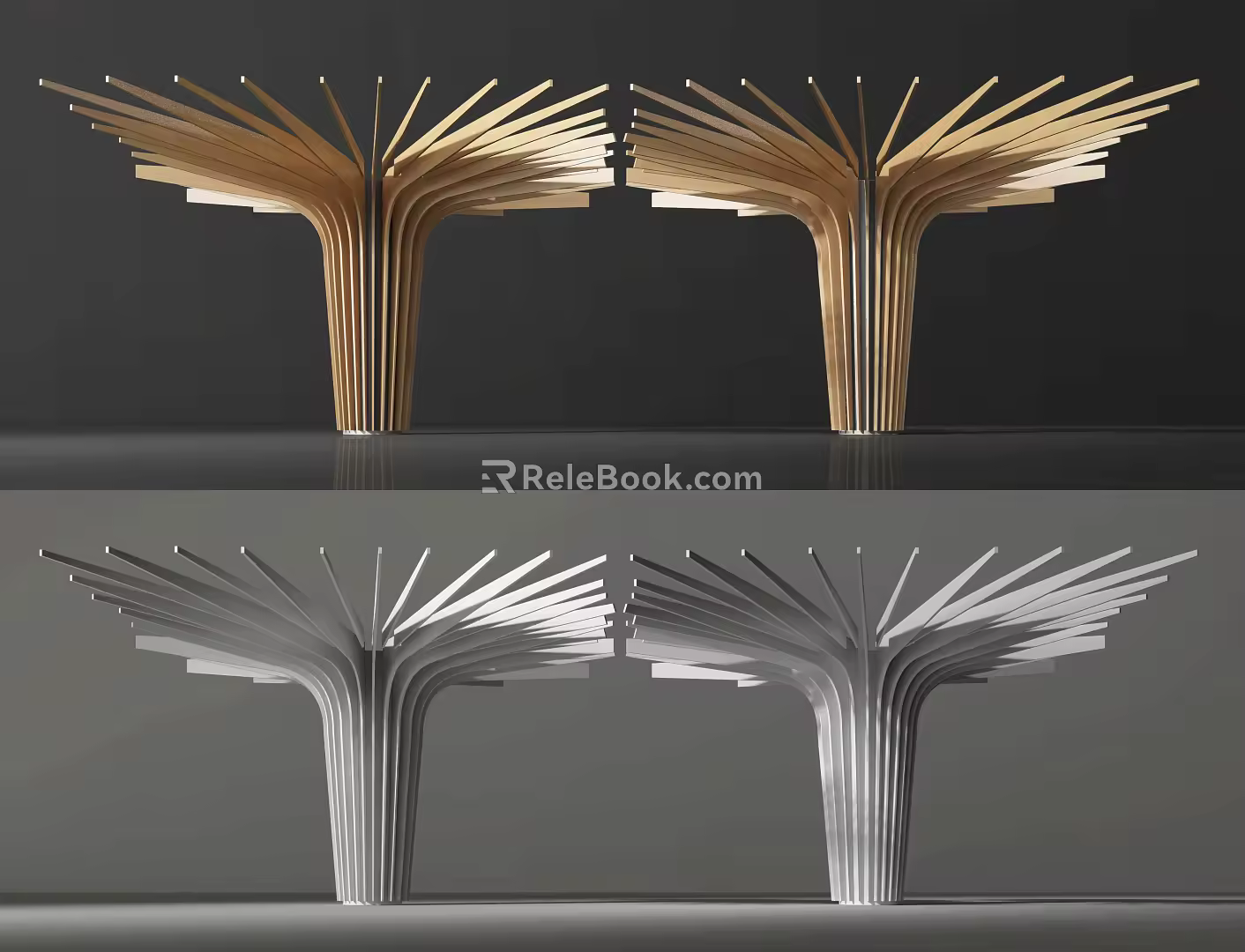 Abstract Geometric Modeling of Modern Pillar Tree 3d model