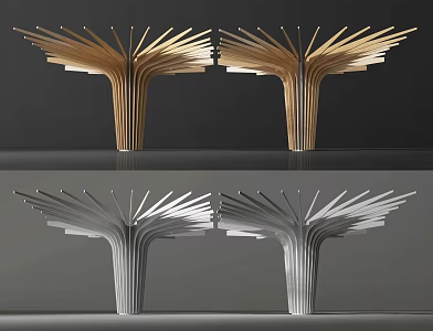 Abstract Geometric Modeling of Modern Pillar Tree 3d model