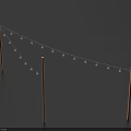 Outdoor String Lights On Wooden Poles With Round Bulb Lights For Garden Decoration