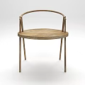 Wooden Leisure Chair With Curved Armrests Round Seat Slim Legs And Natural Design
