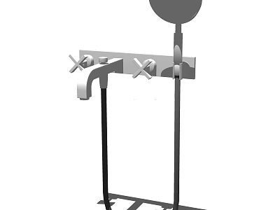 Modern Chrome Shower Faucet With Fixed Head Handheld Sprayer And Control Knobs 3d model