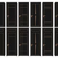 Modern Black Hinged Doors With Diverse Panel Patterns For Interior Spaces 3d model