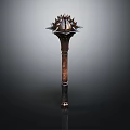 Medieval Spiked Mace Weapon With Long Handle And Metallic Spiked Head