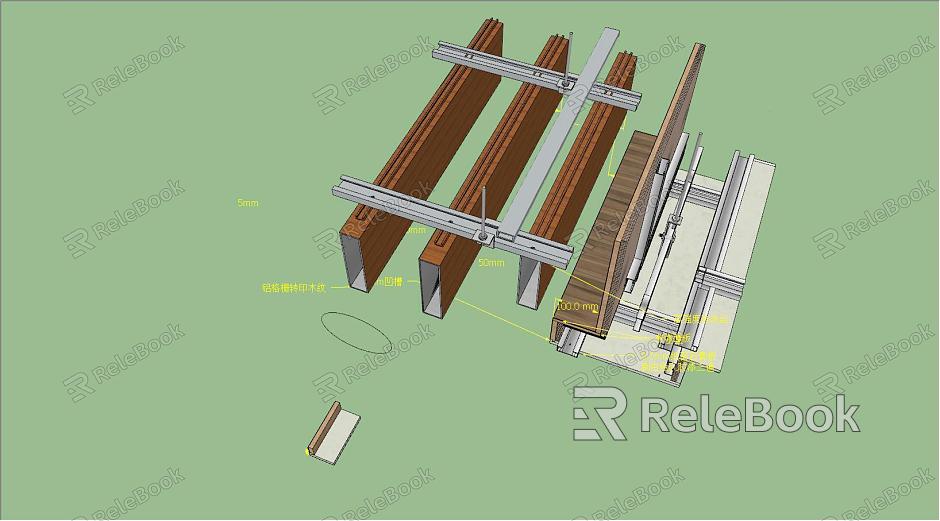 Modern node top node aluminum grid connected with gypsum board model