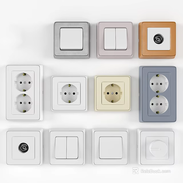 Modern Switch Panels with Various Styles and Different Colors for Home Use 3d model 