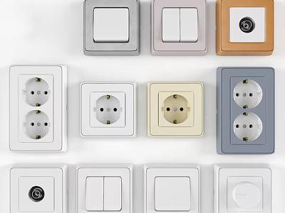 Modern Switch Panels with Various Styles and Different Colors for Home Use 3d model