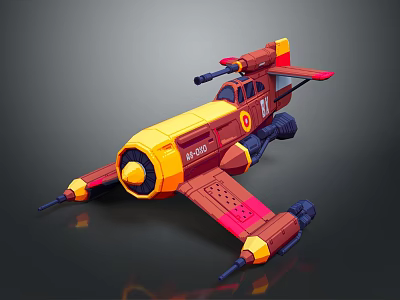 Vibrant 3D Model Passenger Plane With Red Yellow Fuselage Wings And M1010 Marking 3d model