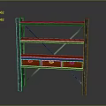 Industrial Style Metal Frame Storage Shelf With Red Shelves And Wooden Drawers Multi Tier Design