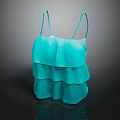 Turquoise Layered Ruffled Camisole with Flowy Layers Lightweight Feminine Women's Fashion Top