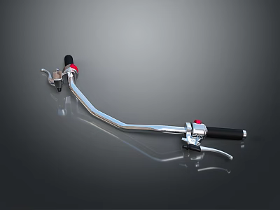 Sleek Metallic Vehicle Handlebar With Silver Black Red Accents And Reflection 3d model