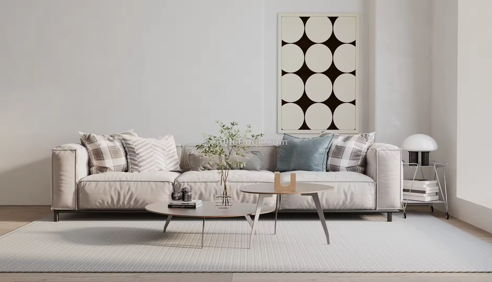 modern three-seat sofa double sofa 3d model