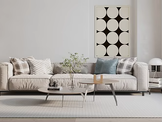 modern three-seat sofa double sofa 3d model