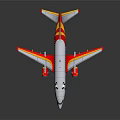 Stylish Passenger Plane With Red Yellow Flame Decorations And Panda Images On White Body
