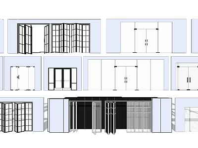 Modern folding door company glass door glass sliding door folding door 3d model